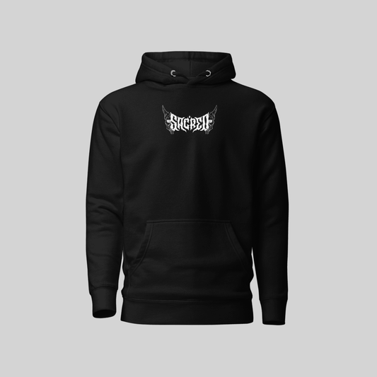 Sacred6 Mid Chest Print Pullover Hoodie